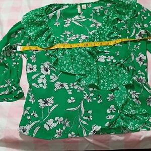 Cato Green Floral Ruffle Blouse